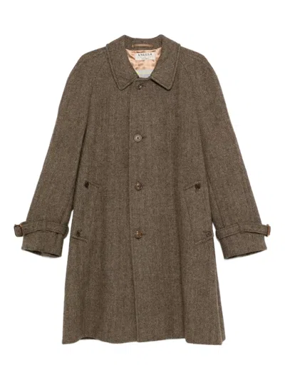 Pre-owned A.n.g.e.l.o. Vintage Cult 1990s Herringbone Coat In Brown