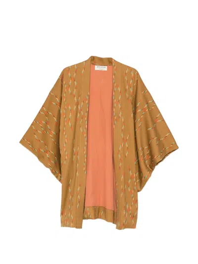 Pre-owned A.n.g.e.l.o. Vintage Cult 1990s Ikat-print Kimono Coat In Brown