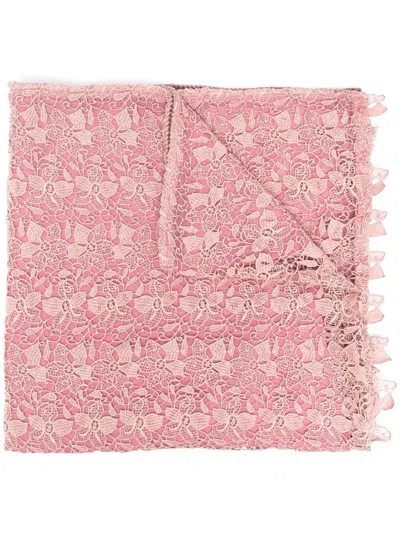 Pre-owned A.n.g.e.l.o. Vintage Cult 1990s Lace-overlay Scarf In Pink