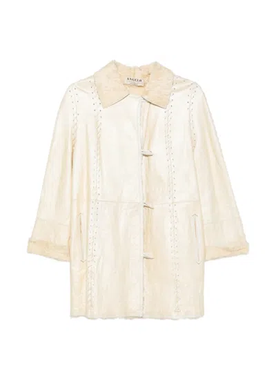 Pre-owned A.n.g.e.l.o. Vintage Cult 1990s Lace-up Toggle Coat In Neutrals