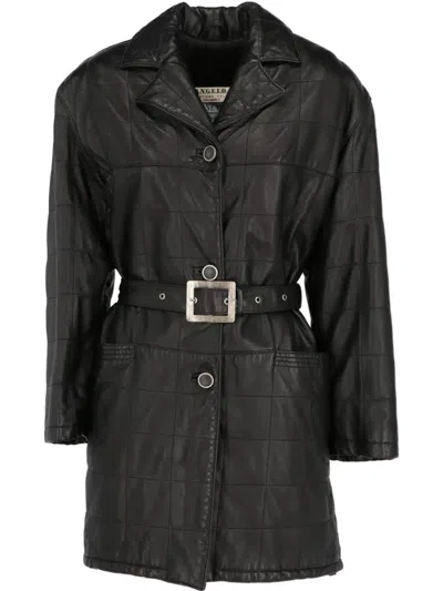 Pre-owned A.n.g.e.l.o. Vintage Cult 1990s Leather Belted Coat In 黑色