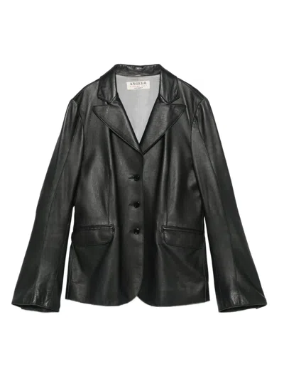 Pre-owned A.n.g.e.l.o. Vintage Cult 1990s Leather Blazer In Black