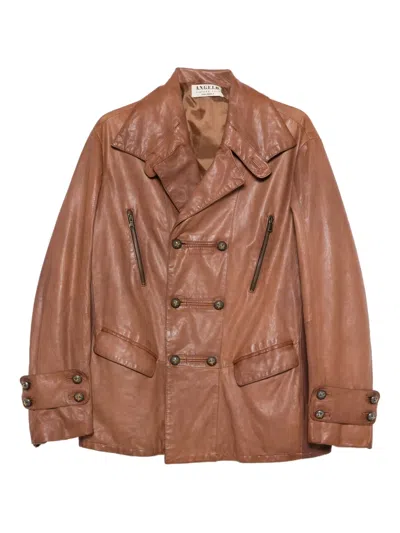 Pre-owned A.n.g.e.l.o. Vintage Cult 1990s Leather Coat In Brown