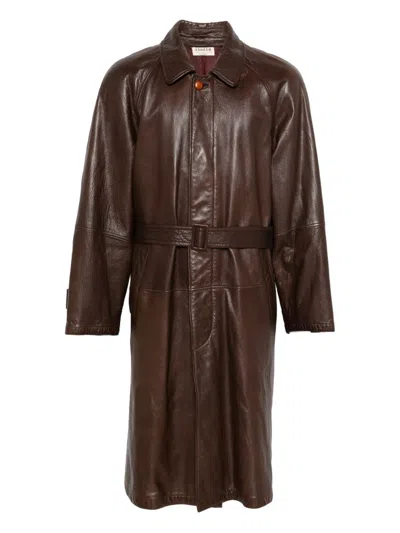 Pre-owned A.n.g.e.l.o. Vintage Cult 1990s Leather Coat In Brown