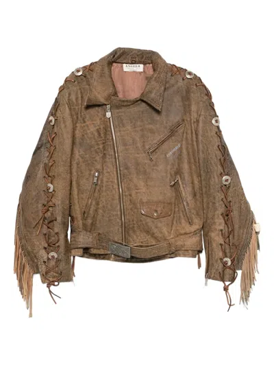 Pre-owned A.n.g.e.l.o. Vintage Cult 1990s Leather Jacket In Brown