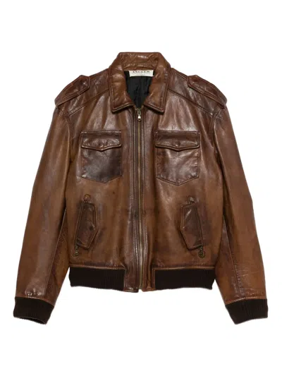 Pre-owned A.n.g.e.l.o. Vintage Cult 1990s Leather Jacket In Brown