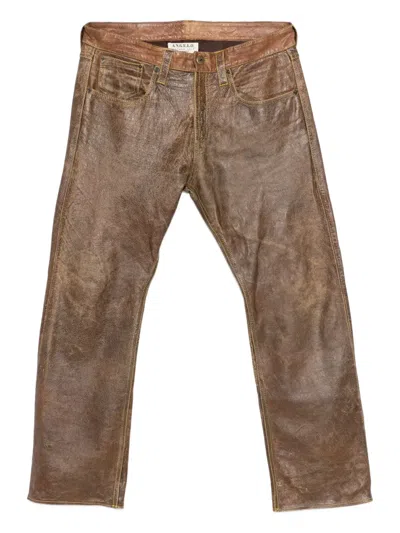 Pre-owned A.n.g.e.l.o. Vintage Cult 1990s Leather Straight-leg Trousers In Brown