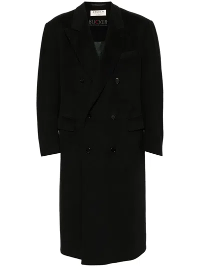 Pre-owned A.n.g.e.l.o. Vintage Cult 1990s Peak Lapels Double-breasted Cashmere Coat In Black