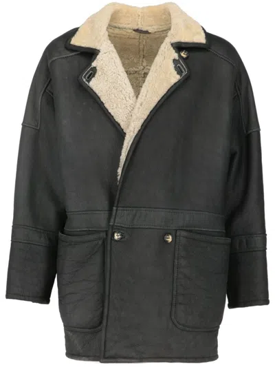 Pre-owned A.n.g.e.l.o. Vintage Cult 1990s  Shearling-trim Coat In 灰色
