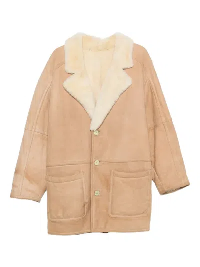 Pre-owned A.n.g.e.l.o. Vintage Cult 1990s Shearling Coat In Neutral