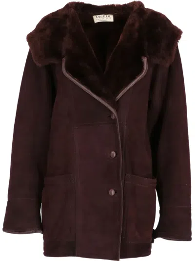 Pre-owned A.n.g.e.l.o. Vintage Cult 1990s Shearling Single-breasted Coat In 褐色