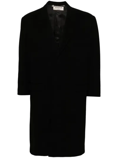 Pre-owned A.n.g.e.l.o. Vintage Cult 1990s Single Breasted Wool Maxi Coat In Black