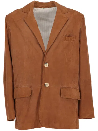 Pre-owned A.n.g.e.l.o. Vintage Cult 1990s Suede Blazer In Brown