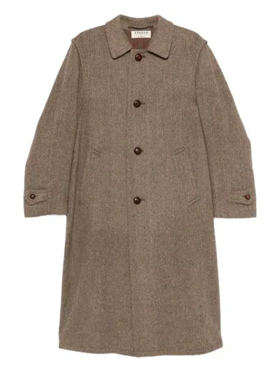 Pre-owned A.n.g.e.l.o. Vintage Cult 1990s Wool-blend Buttoned Coat In Brown