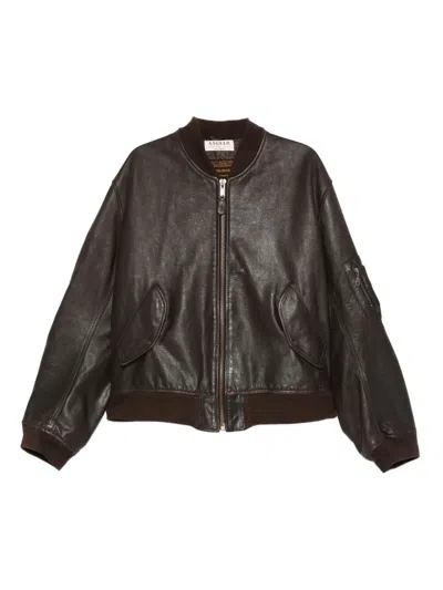 Pre-owned A.n.g.e.l.o. Vintage Cult 1990s Zip-up Leather Jacket In Brown