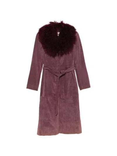 Pre-owned A.n.g.e.l.o. Vintage Cult 2000s Buttoned Belted Coat In Purple