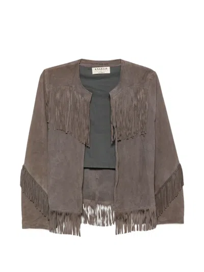 Pre-owned A.n.g.e.l.o. Vintage Cult 2000s Fringe Suede Jacket In Brown