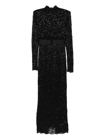 Pre-owned A.n.g.e.l.o. Vintage Cult 2000s Lace Maxi Dress In Black