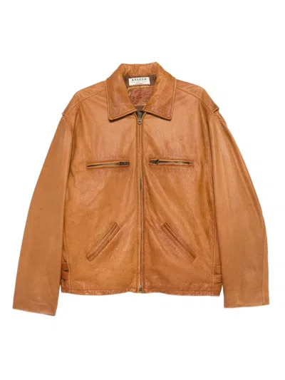 Pre-owned A.n.g.e.l.o. Vintage Cult 2000s Leather Jacket In Brown