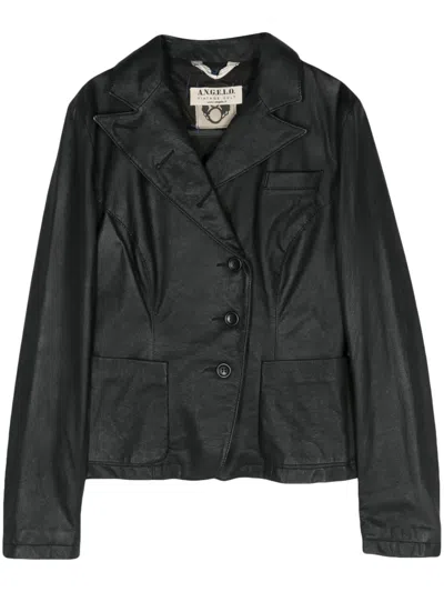 Pre-owned A.n.g.e.l.o. Vintage Cult 2000s Leather Single-breasted Blazer In Black