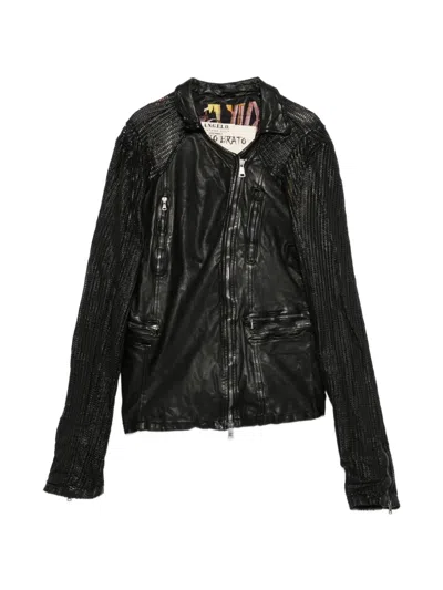 Pre-owned A.n.g.e.l.o. Vintage Cult 2000s Perforated-panel Leather Jacket In Black