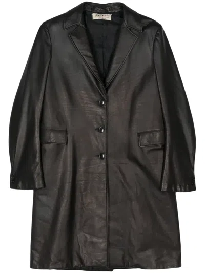 Pre-owned A.n.g.e.l.o. Vintage Cult 2000s Single-breasted Leather Coat In Black