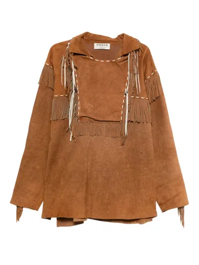 Pre-owned A.n.g.e.l.o. Vintage Cult 2000s Suede Shirt In Brown