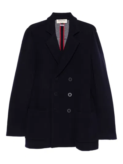 Pre-owned A.n.g.e.l.o. Vintage Cult 2000s Wool Double-breasted Blazer In Blue