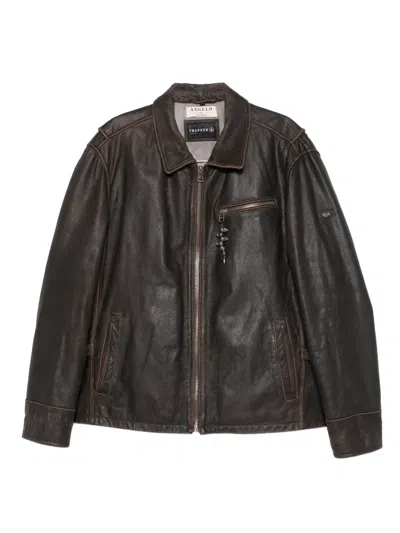 Pre-owned A.n.g.e.l.o. Vintage Cult 2000s Zip-fastening Leather Jacket In Brown