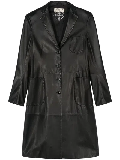 Pre-owned A.n.g.e.l.o. Vintage Cult 2002s Single-breasted Leather Coat In Black