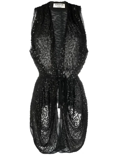 Pre-owned A.n.g.e.l.o. Vintage Cult 2010s Sequin-embellished Sleeveless Jacket In Black