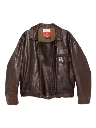 Pre-owned A.n.g.e.l.o. Vintage Cult Pocket Belted Jacket In Brown