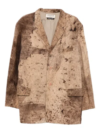 Pre-owned A.n.g.e.l.o. Vintage Cult Pocket Suede Jacket In Brown