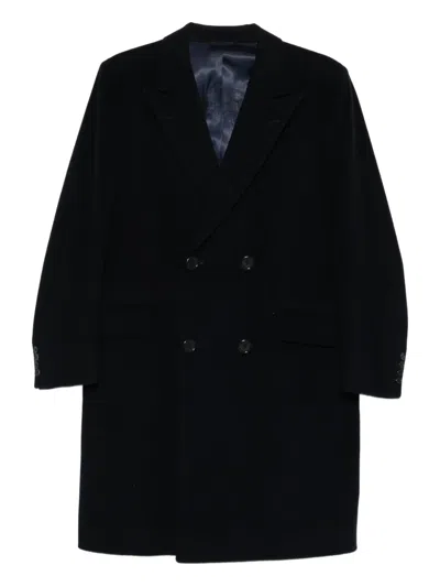 Pre-owned A.n.g.e.l.o. Vintage Upcycling Double-breasted Wool Coat In Black