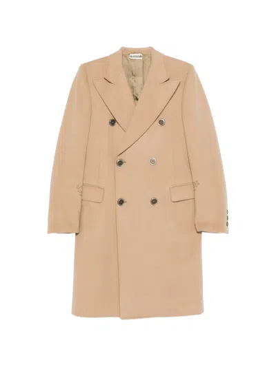 Pre-owned A.n.g.e.l.o. Vintage Upcycling Double-breasted Wool Coat In Neutral