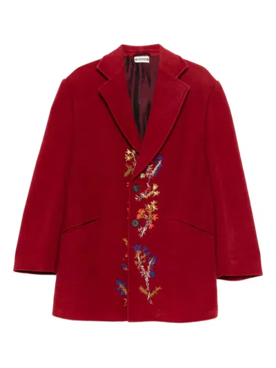 Pre-owned A.n.g.e.l.o. Vintage Upcycling Embroidered Coat In Red