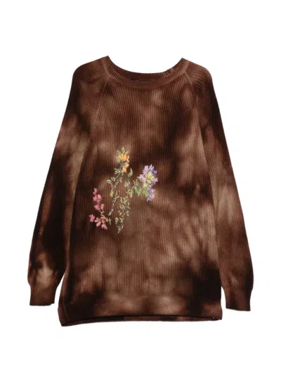 Pre-owned A.n.g.e.l.o. Vintage Upcycling Embroidered Sweater In Brown