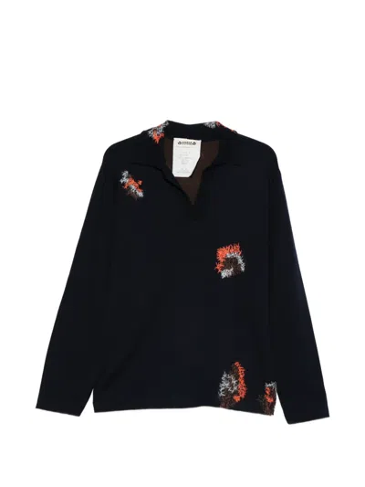 Pre-owned A.n.g.e.l.o. Vintage Upcycling Embroidery Sweater In Blue