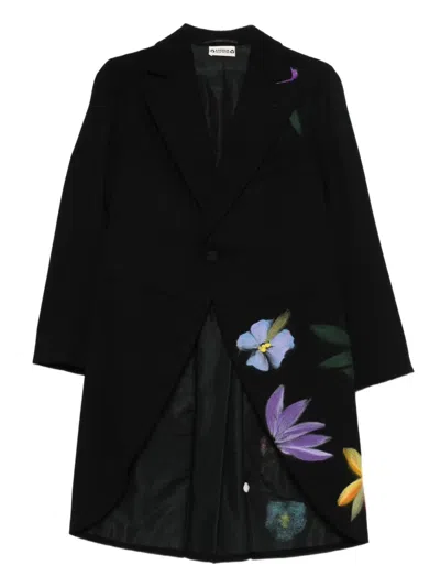 Pre-owned A.n.g.e.l.o. Vintage Upcycling Floral Coat In Black