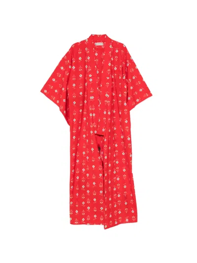 Pre-owned A.n.g.e.l.o. Vintage Upcycling Floral-print Kimono In Red