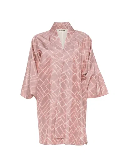 Pre-owned A.n.g.e.l.o. Vintage Upcycling Geometric-pattern Kimono In Pink