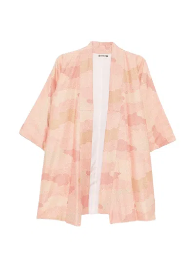 Pre-owned A.n.g.e.l.o. Vintage Upcycling Geometric-print Kimono In Pink