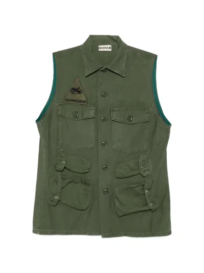 Pre-owned A.n.g.e.l.o. Vintage Upcycling Green Pocket Vest