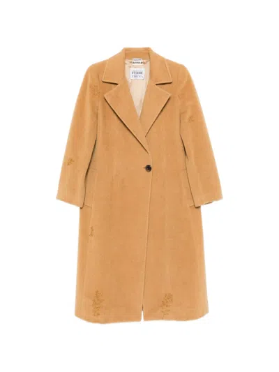 Pre-owned A.n.g.e.l.o. Vintage Upcycling Notched-lapel Wool Coat In Neutral