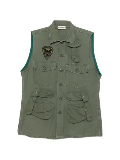 Pre-owned A.n.g.e.l.o. Vintage Upcycling Olive Green Buttoned Vest