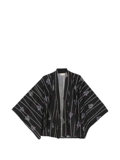 Pre-owned A.n.g.e.l.o. Vintage Upcycling Patterned Kimono In Black