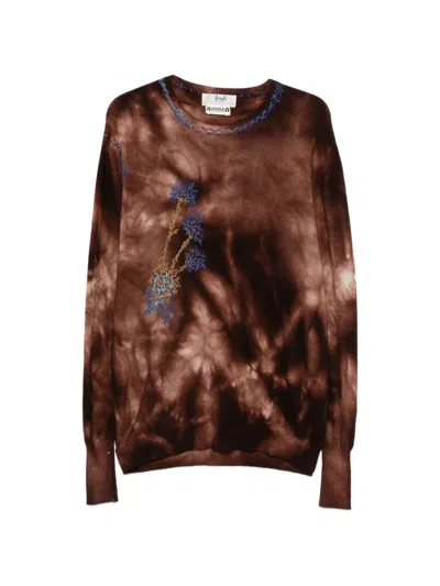 Pre-owned A.n.g.e.l.o. Vintage Upcycling Tie-dye Embroidered Sweater In Brown
