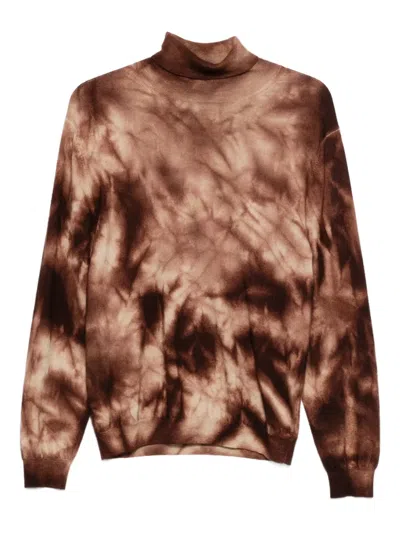 Pre-owned A.n.g.e.l.o. Vintage Upcycling Tie-dye Roll-neck Sweater In Brown