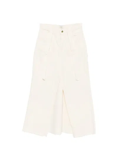 Pre-owned A.n.g.e.l.o. Vintage Upcycling Upcycled Front-slit Skirt In White