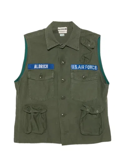 Pre-owned A.n.g.e.l.o. Vintage Upcycling Upcycled Patch Pocket Vest In Green